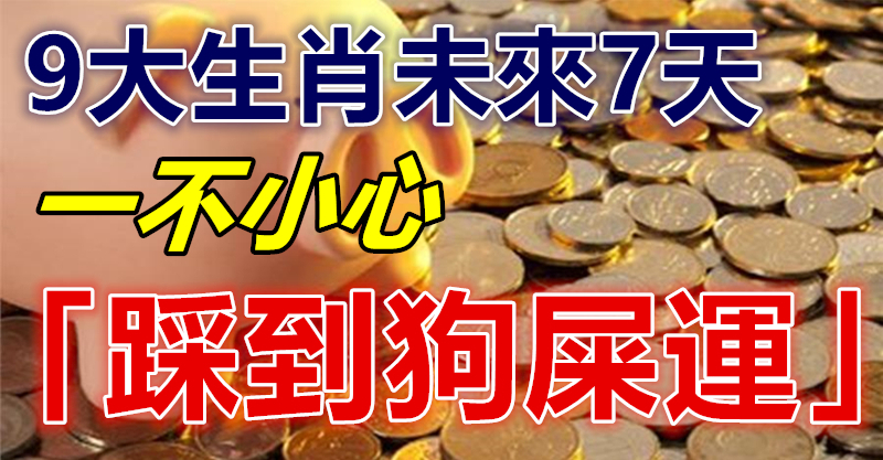 9大生肖未来7天,一不小心「踩到狗屎运」运气变好,要暴富