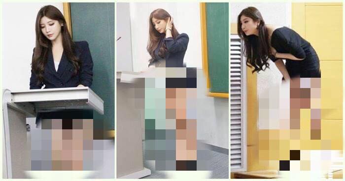 网友在line上疯传「美腿女老师」的照片,超邪恶「上课画面」让学生都